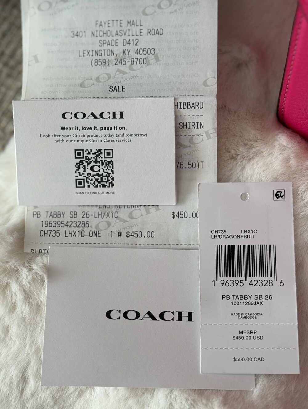 🌷 AUTH Coach Dragonfruit CH735 Fuchsia Pink Leather Tabby 26  Handbag Bag - Picture 16 of 16